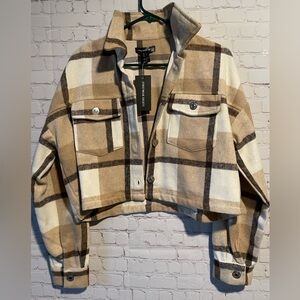 Plaid Cropped Shacket Streetwear Society